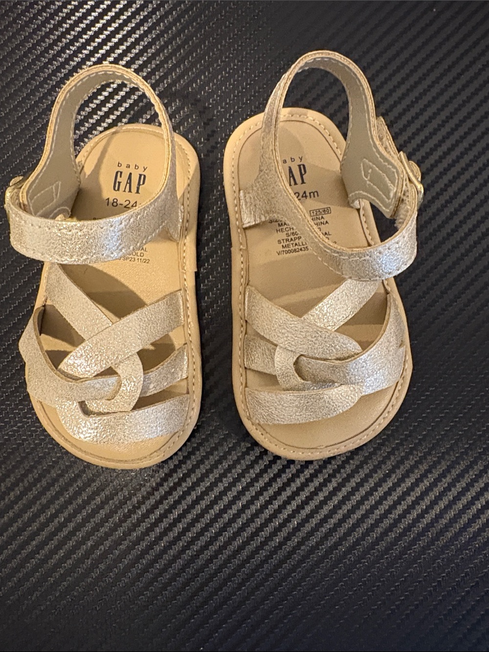 GAP Metallic Gold Crisscross Strap Baby Sandals